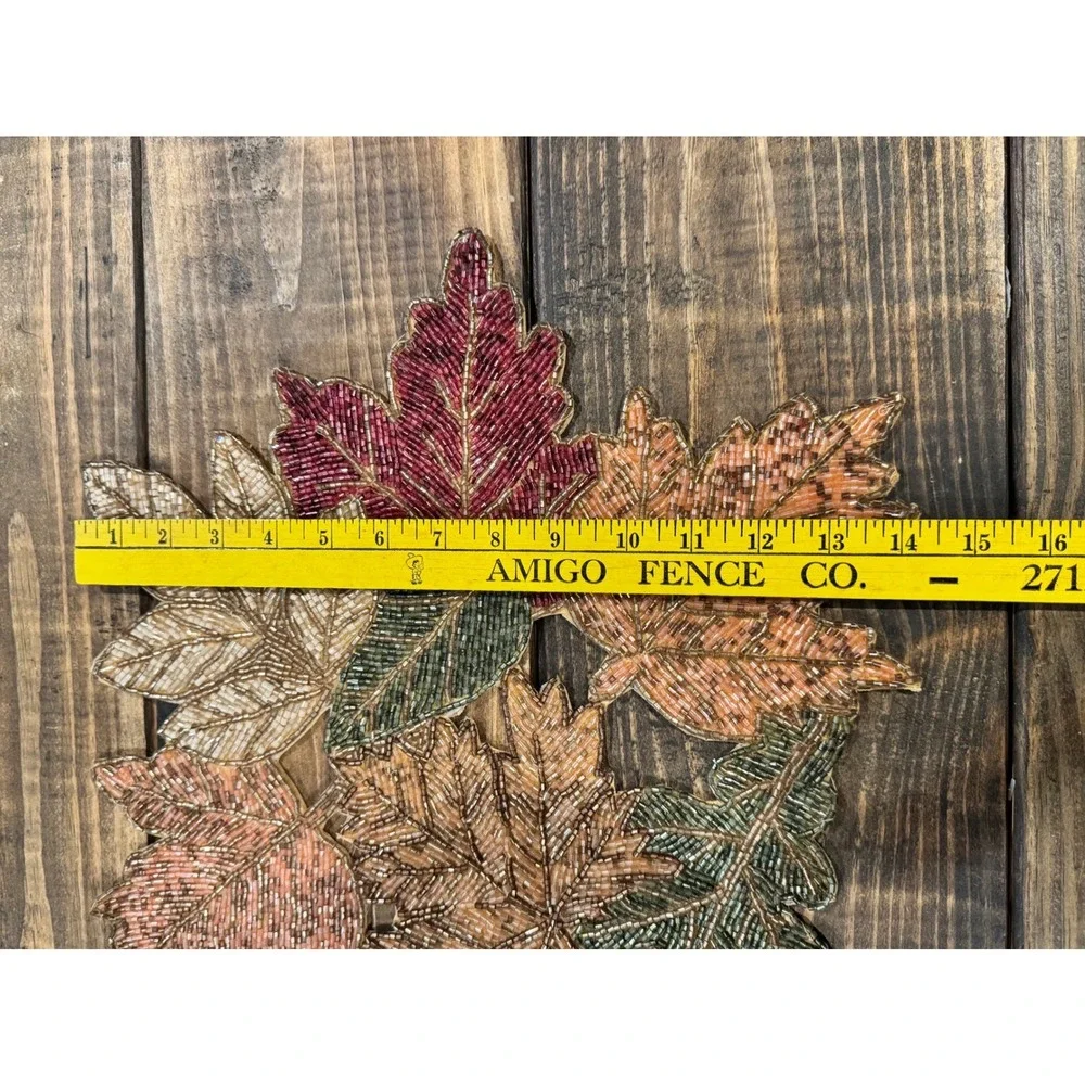 Bed Bath & Beyond Beaded Fall Table Runner and 6 Placemats Set Autumn‎ Harvest